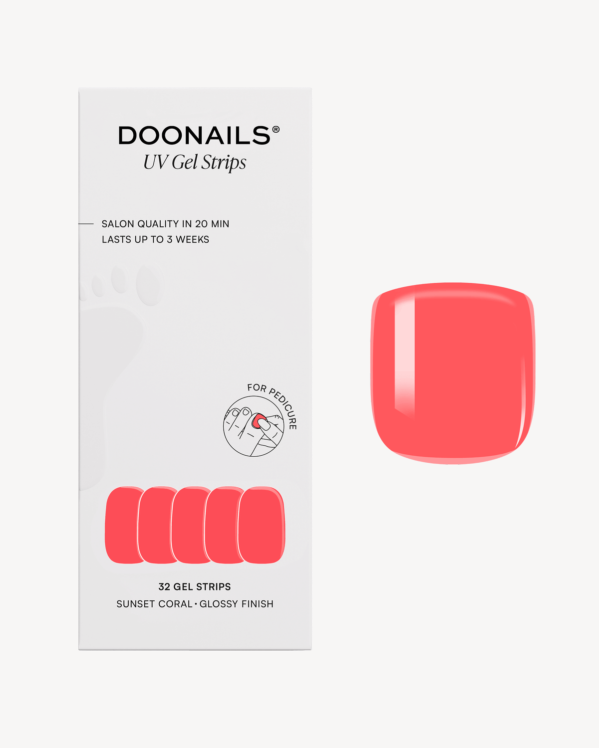 Sunset Coral Pedicure UV Gel Strips
