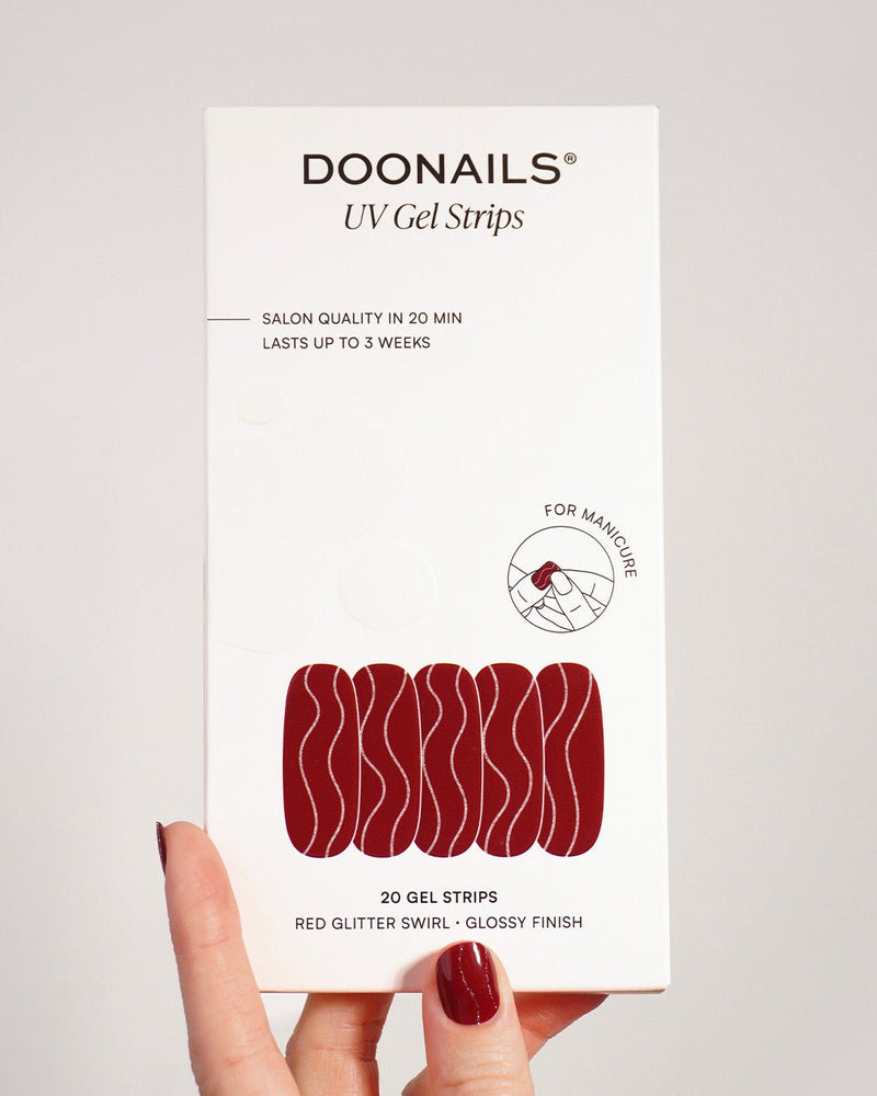Red Glitter Swirl Gel Strips - Doonails Netherlands