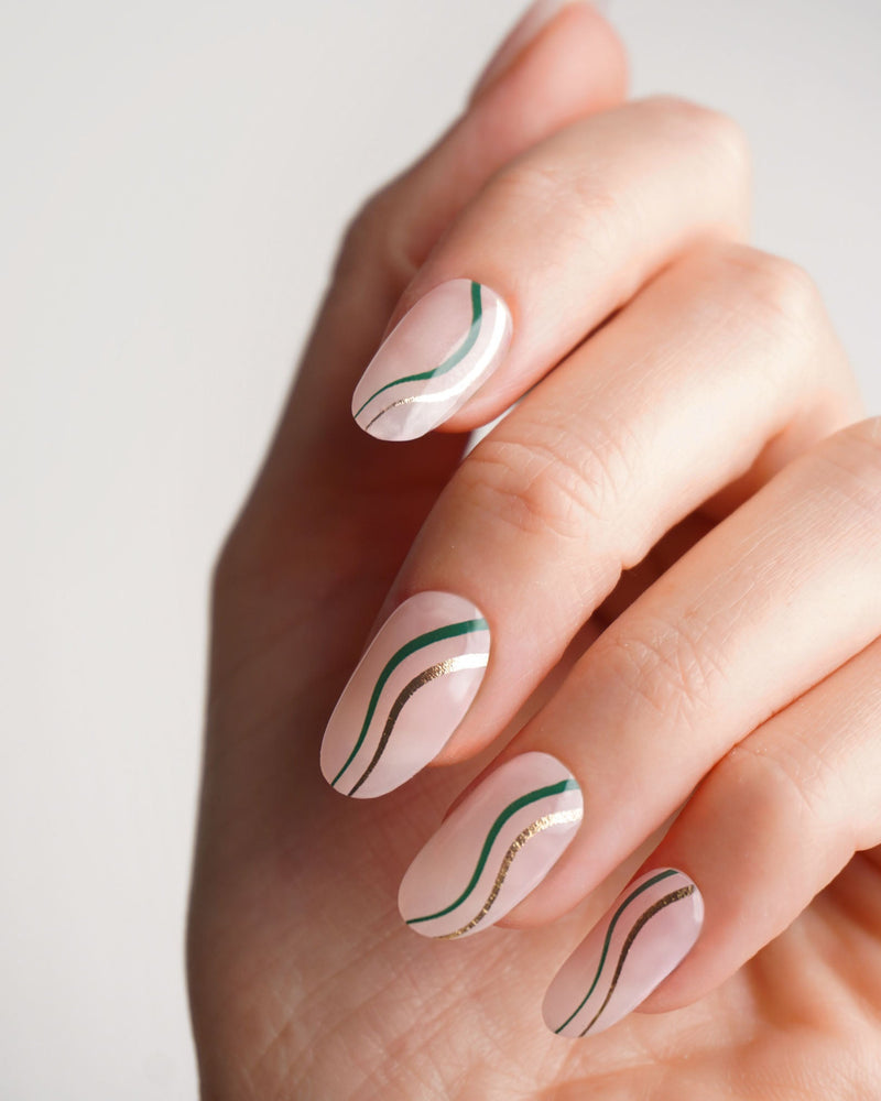 Gold Green Swirl Gel Strips - Doonails Netherlands