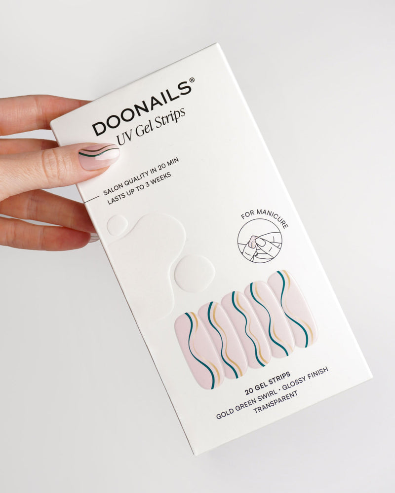 Gold Green Swirl Gel Strips - Doonails Netherlands