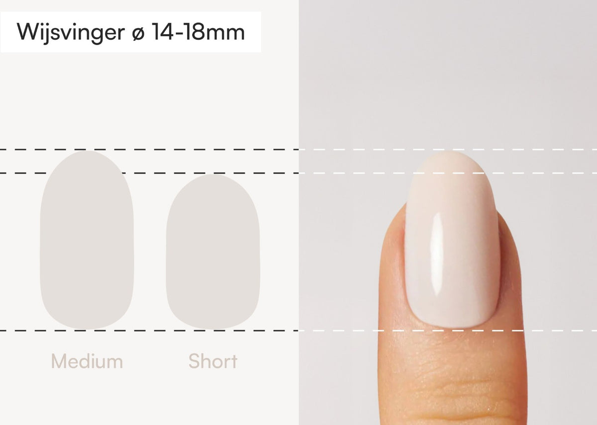 Round press ons vergeleken met een echte vinger