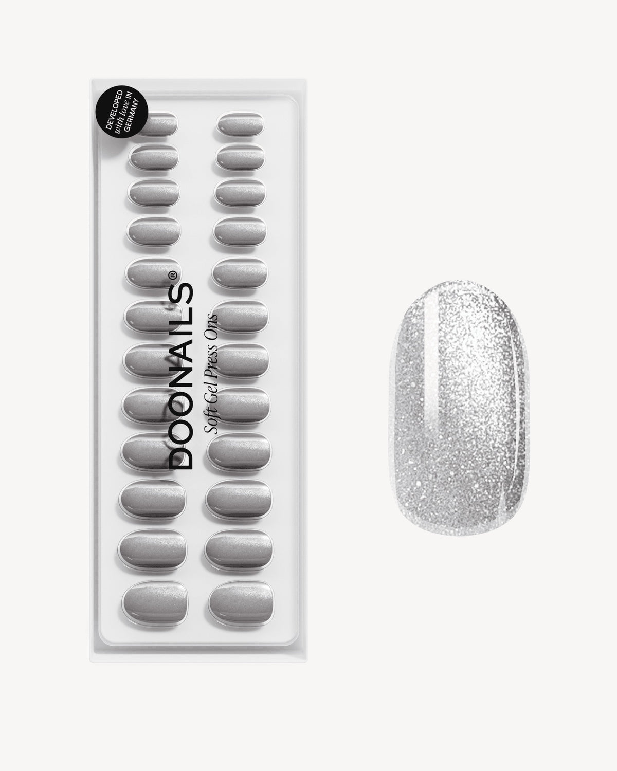 Grey Cat Eye Medium Round Soft Gel Press Ons