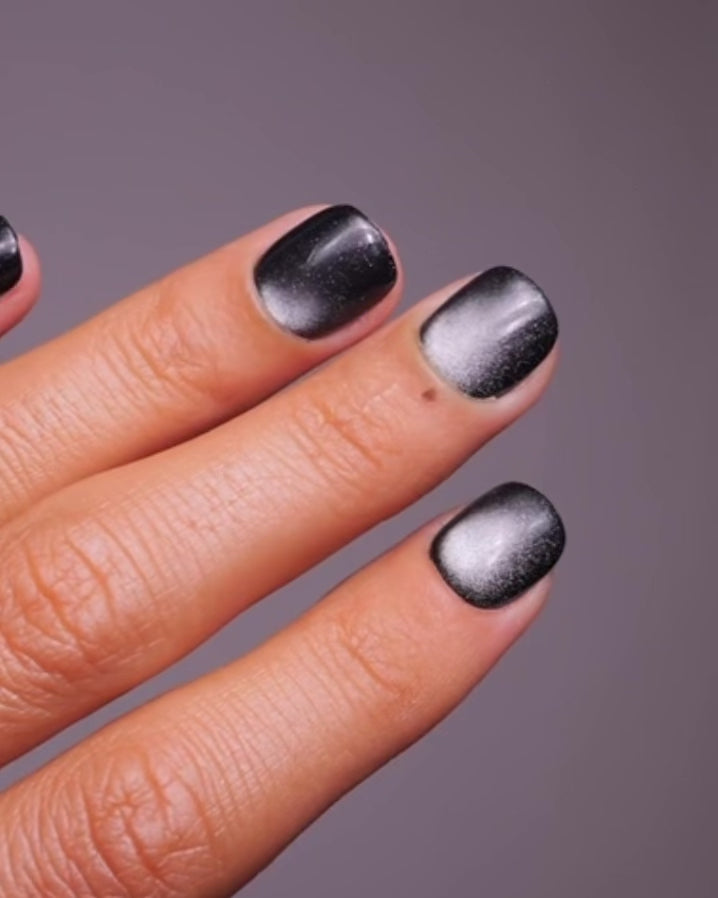 Limited Edition Black Cat Eye Ultra Short Square Soft Gel Press Ons