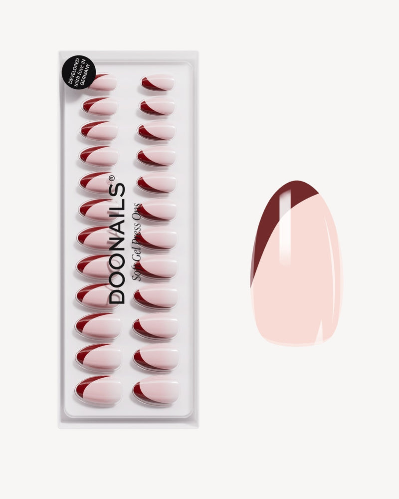 Red Slate French Short Almond Soft Gel Press Ons - Doonails Netherlands