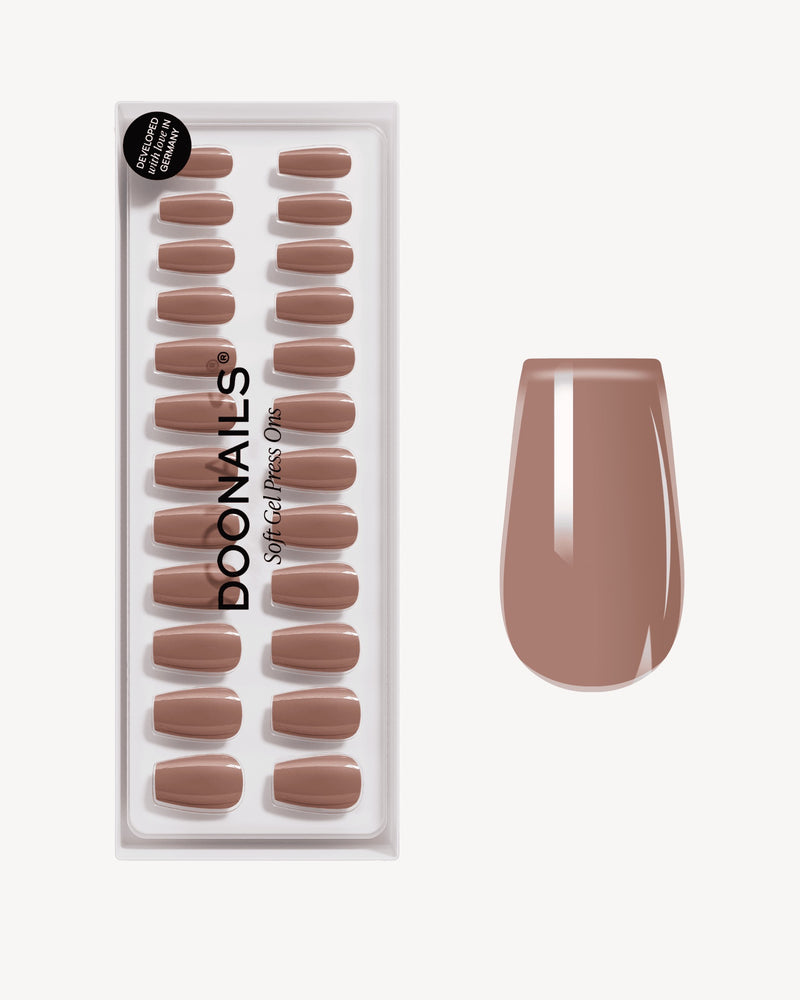 Espresso Short Coffin Soft Gel Press Ons