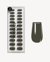 Khaki Short Coffin Soft Gel Press Onsdoonails