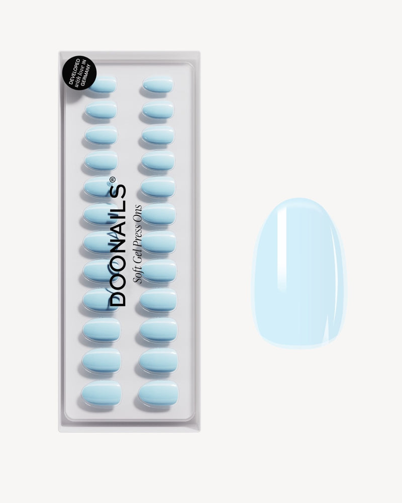 Baby Blue Short Round Soft Gel Press Ons - Doonails Netherlands