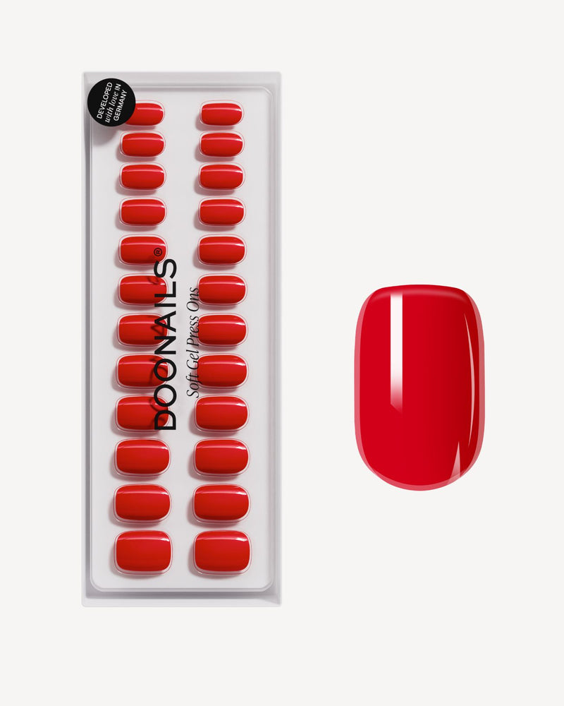 Rose Red Short Square Soft Gel Press Ons - Doonails Netherlands