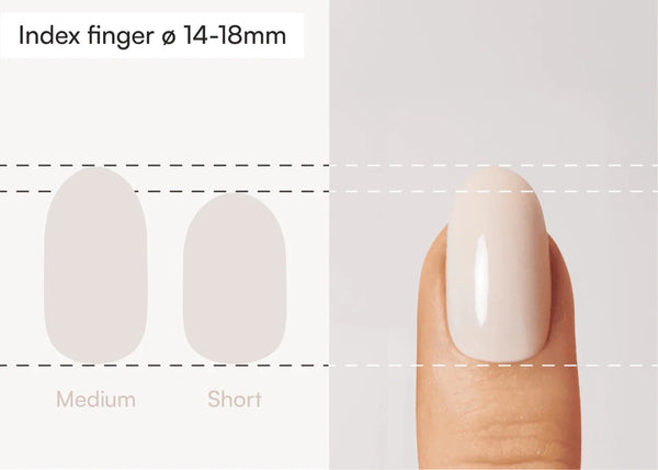 Round press ons vergeleken met een echte vinger